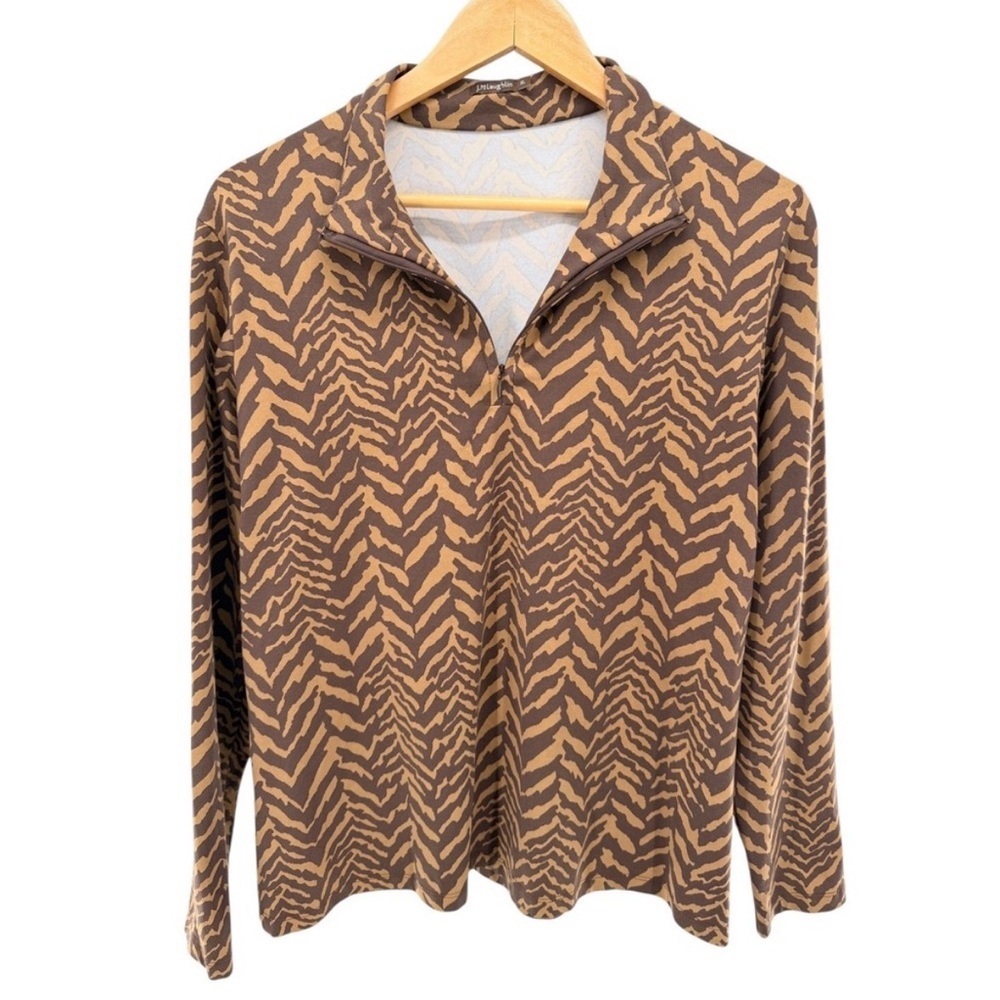 J. McLaughlin Animal print Catalina Cloth  1/4 zip long sleeve top size Medium